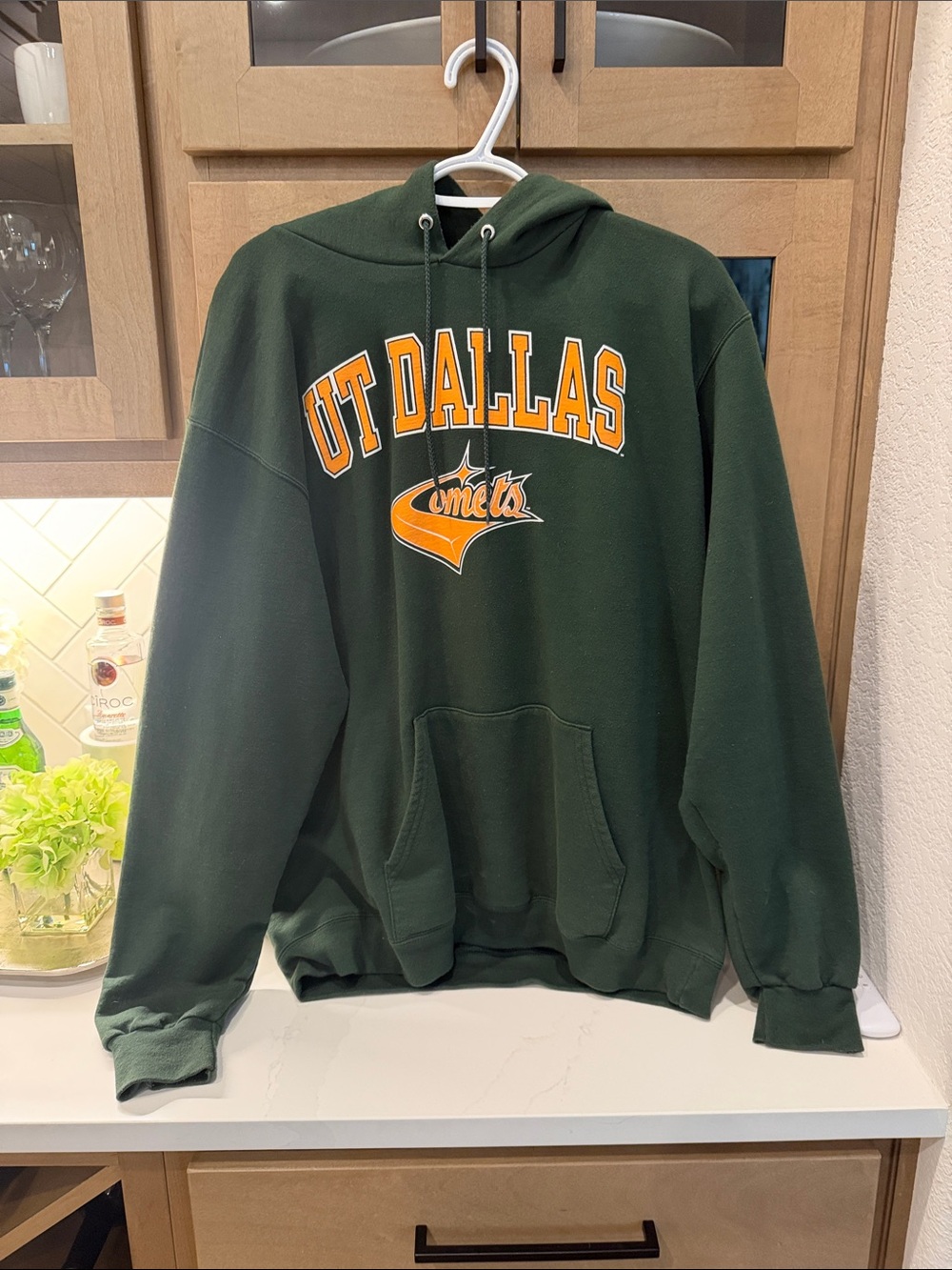 UT Dallas Comets Green Hoodie with Orange Logo